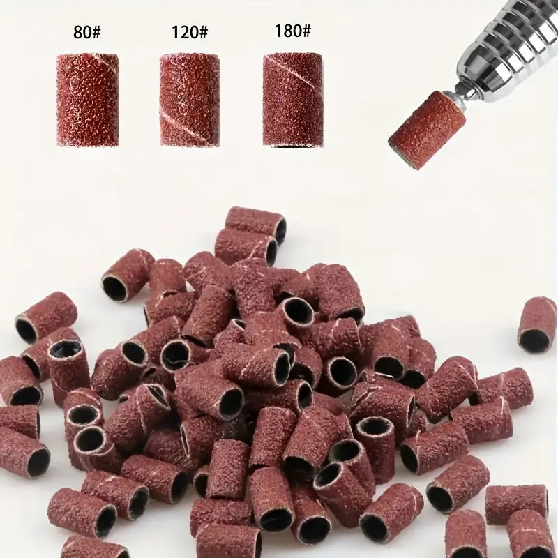 100 pcs/pack Grit Sandpaper Circle For Rotary Nail Drill Bits Polishing Clean Grinding Pedicure Manicure Sanding paper for electric drill