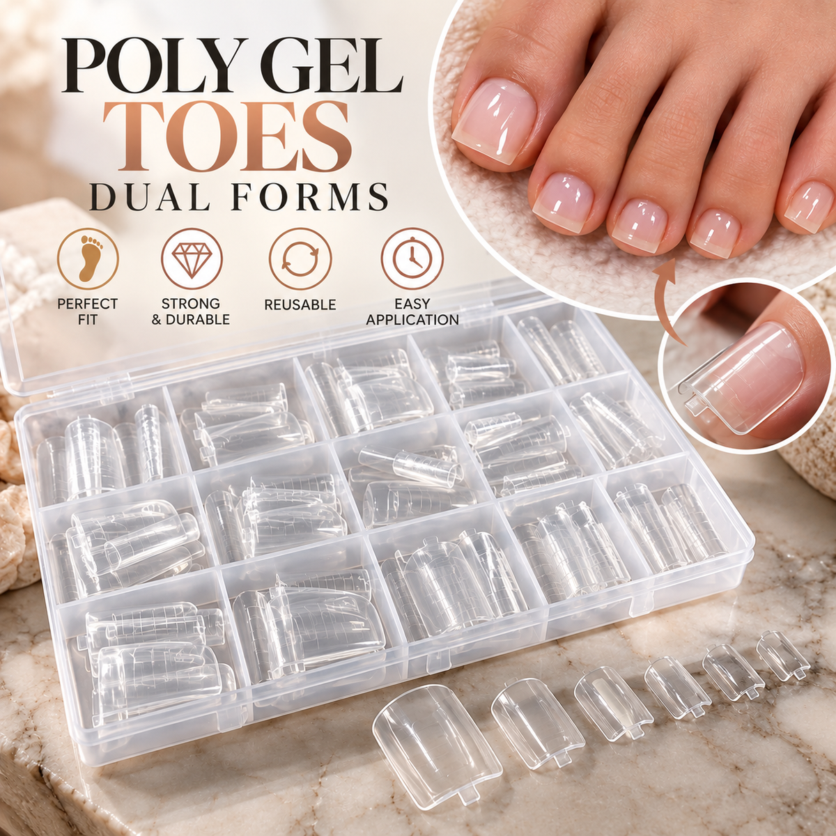 Poly Gel Toes Dual Forms, Pedicure Poly Gel Tips