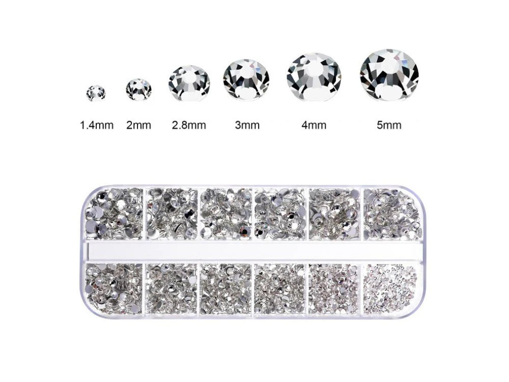 12 Grids silver Rhinestones