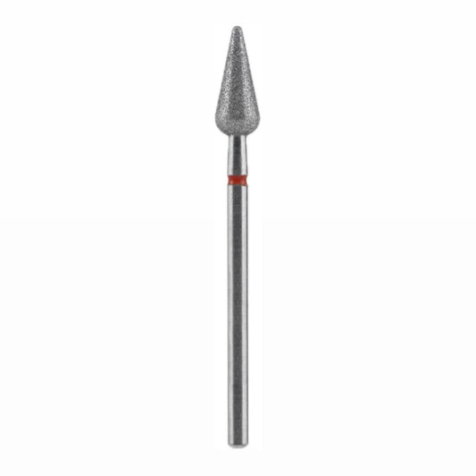 20 Diamond nail drill bit pointed pear red EXPERT head diameter 5 mm / working part 12 mm