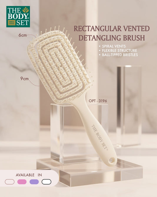 Rectangular vented detangling brush