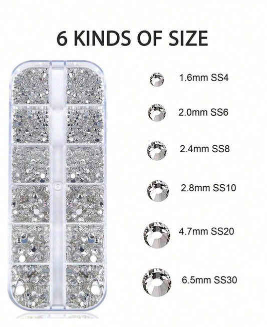 12 Grids silver Rhinestones