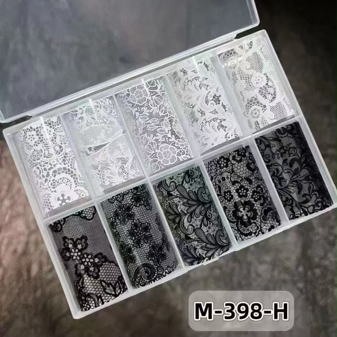 Lace Flower Nail Art Transfer Foils Stickers, Dentelle Nail Design Foil Stickers