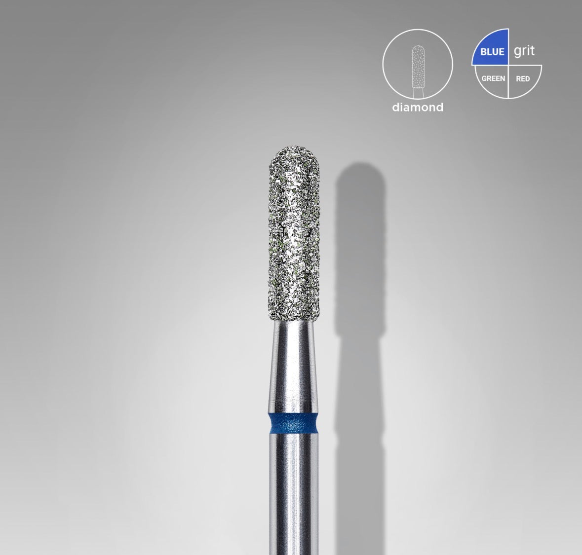 6 Diamond nail drill bit rounded cylinder blue EXPERT head diameter 2,3 mm / working part 8 mm
