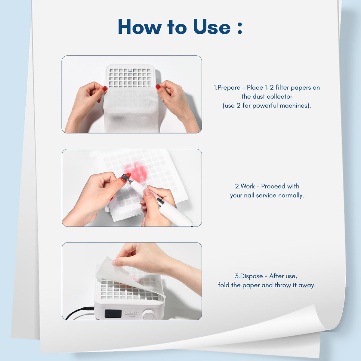 Nail Dust Collector Filter Paper Disposable Napkins Dust Collection