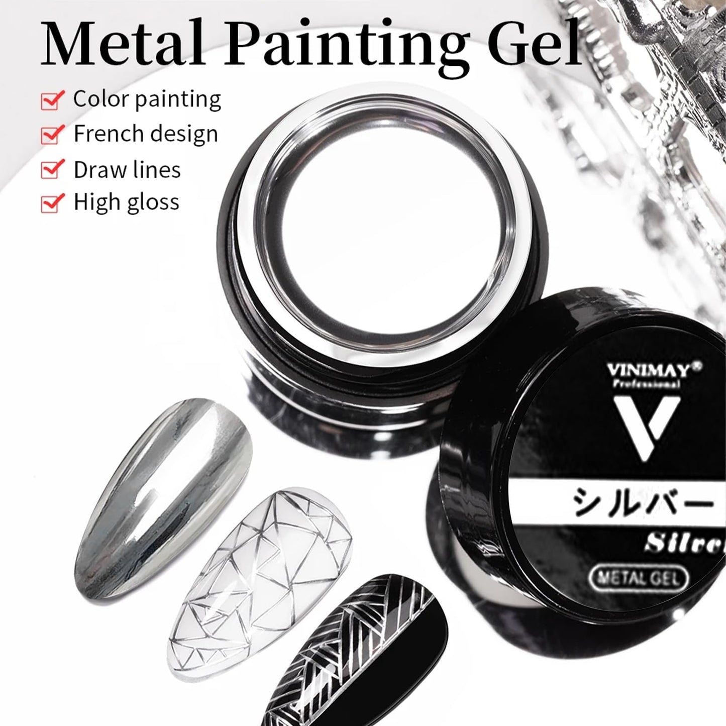 Metallic Mirror Nail Art Painting Gel