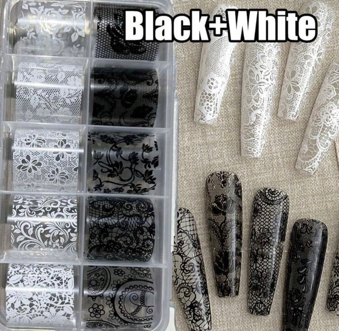Lace Flower Nail Art Transfer Foils Stickers, Dentelle Nail Design Foil Stickers