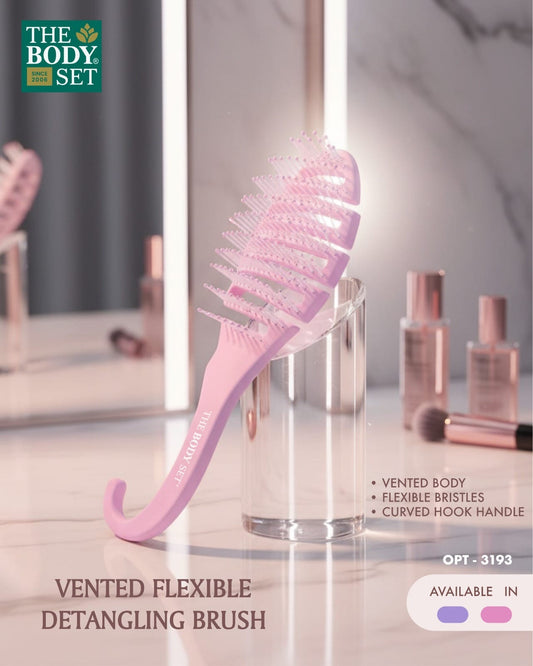 Vented flexible detangling brush