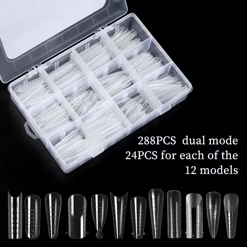 VINIMAY Dual Form, Plastic Nail Form, Poly Gel Tips 12 Shape