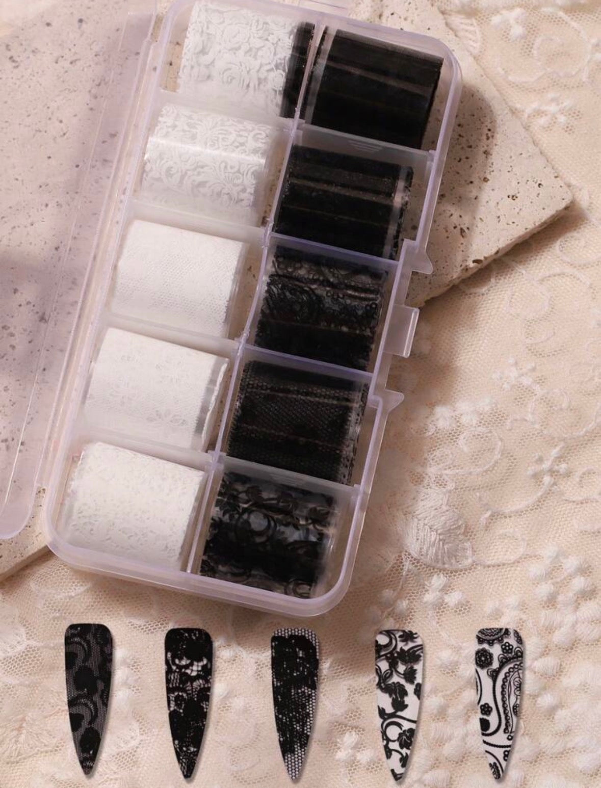 Lace Flower Nail Art Transfer Foils Stickers, Dentelle Nail Design Foil Stickers