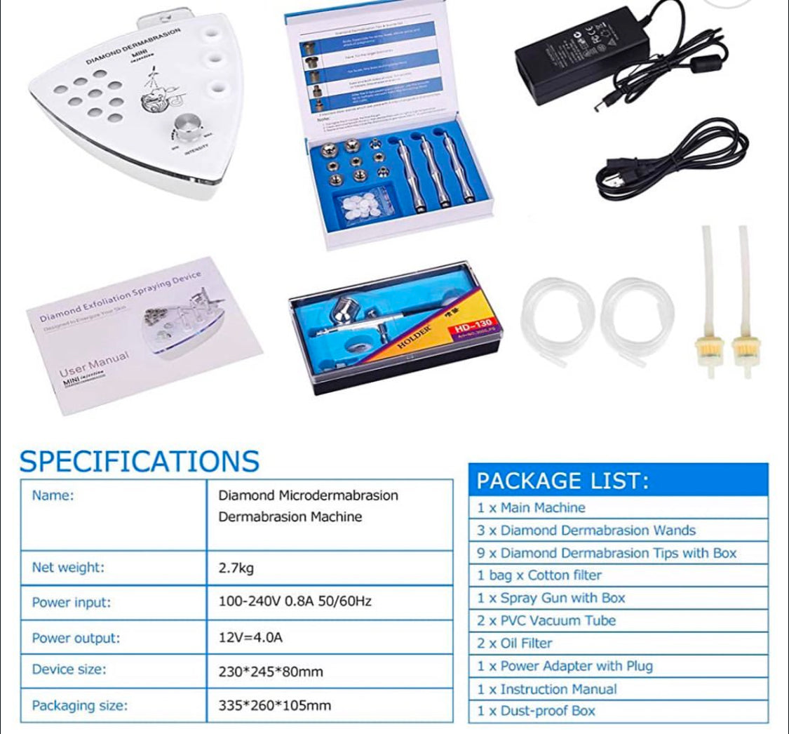 Diamond Dermabrasion with Oxygen Sprayer Gun