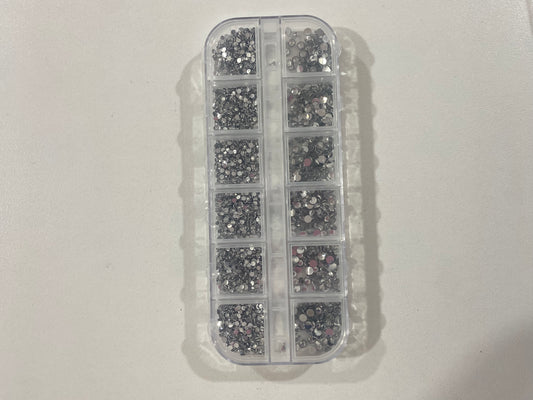 12 Grids silver Rhinestones