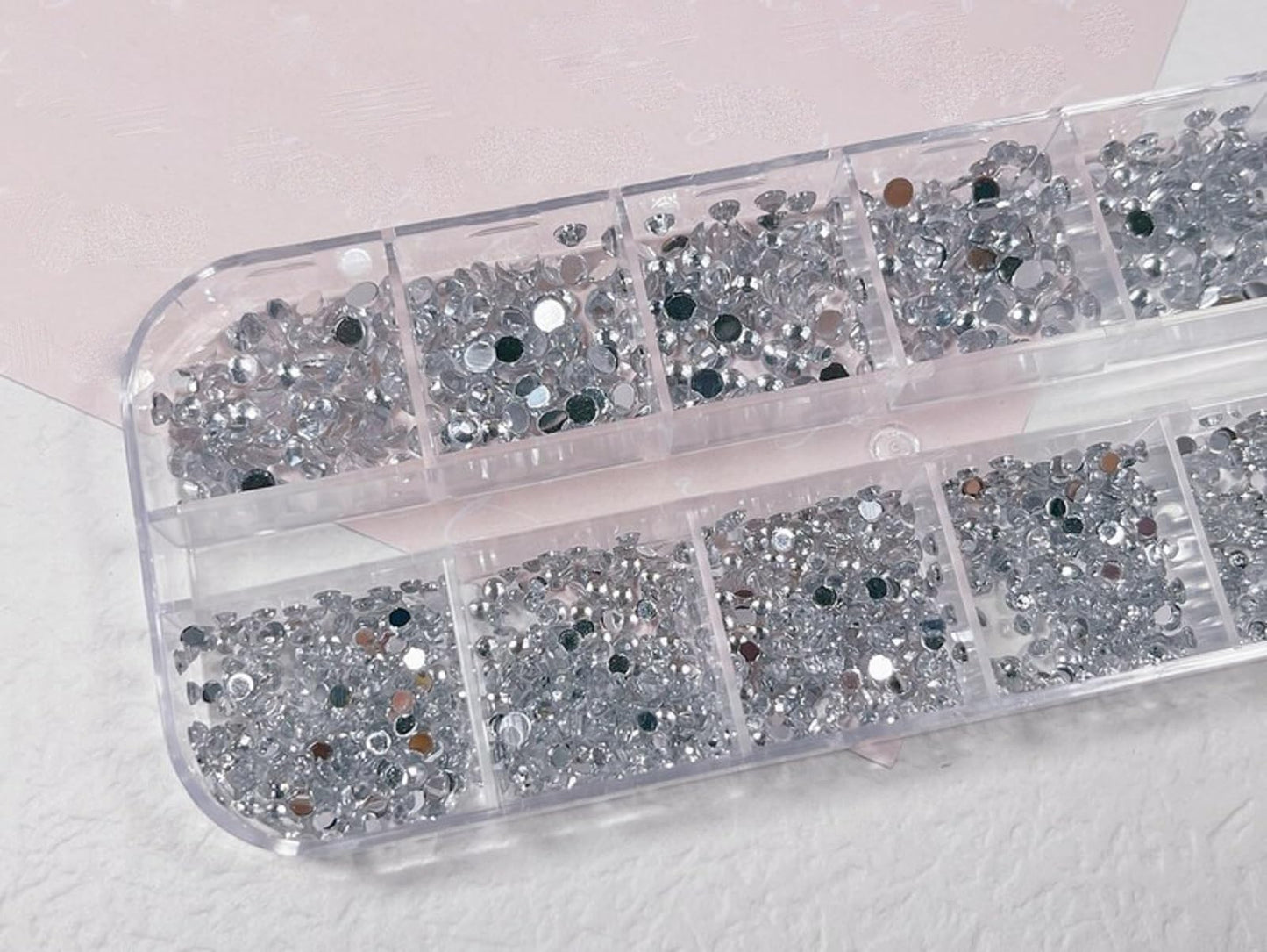 12 Grids silver Rhinestones