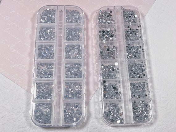 12 Grids silver Rhinestones